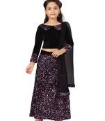 Pink sequins velvet stitched lehenga