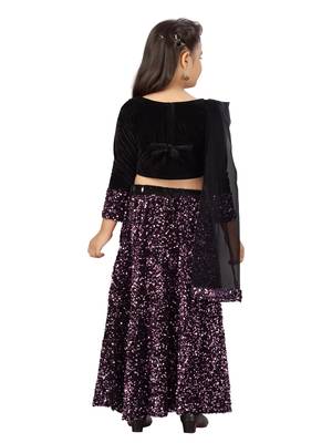 Pink sequins velvet stitched lehenga 2