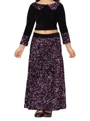 Pink sequins velvet stitched lehenga 3