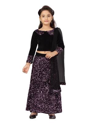 Pink sequins velvet stitched lehenga 4