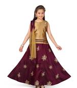 Purple plain silk stitched lehenga