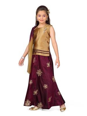 Purple plain silk stitched lehenga 2