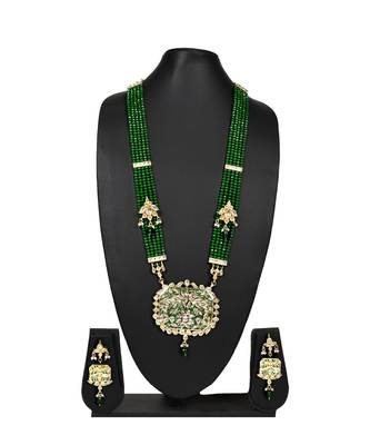 multicolor beaded jewellery Brass  Pendant  Pair of Earring 1