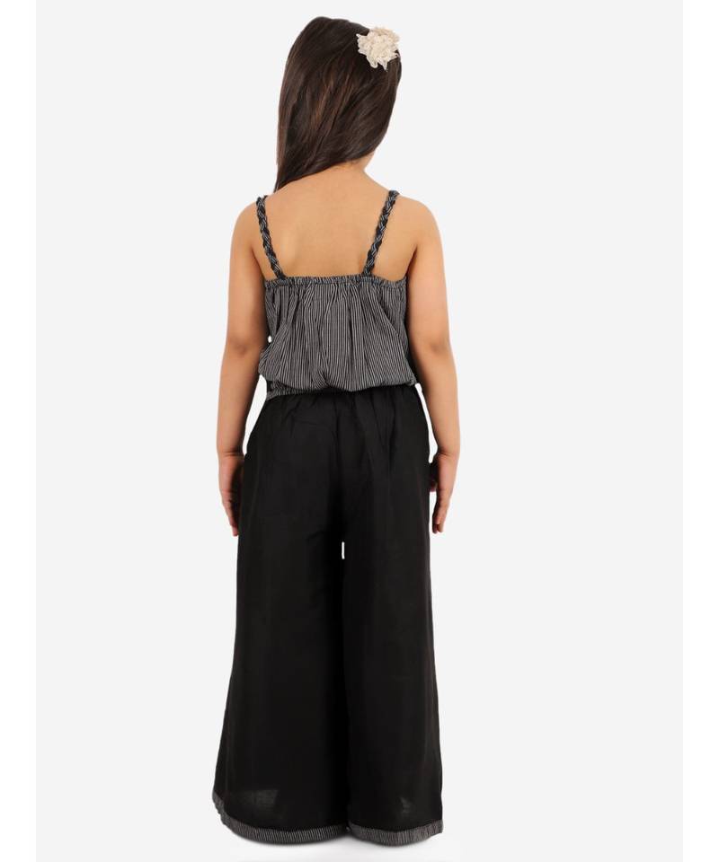 Girls Striped Layered Chevron design Top with Palazzo Set  Black