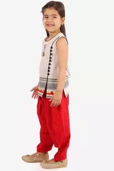Girls potlis embellished Kurta Salwar and Dupatta set White and Black