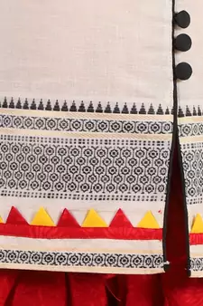 Girls potlis embellished Kurta Salwar and Dupatta set White and Black