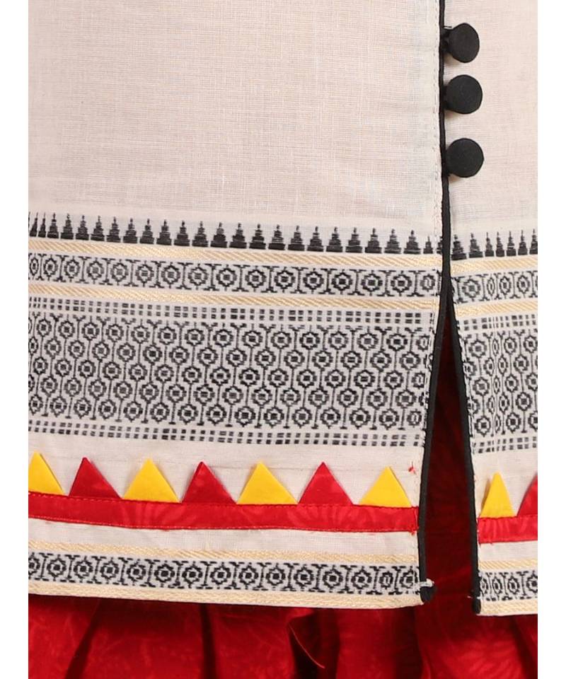 Girls potlis embellished Kurta Salwar and Dupatta set White and Black