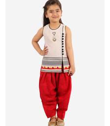 Girls potlis embellished Kurta Salwar and Dupatta set White and Black