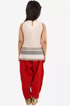 Girls potlis embellished Kurta Salwar and Dupatta set White and Black