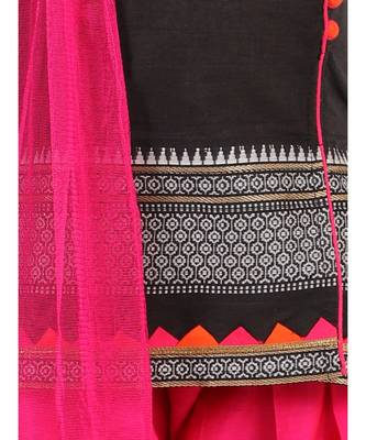 Girls potlis embellished Kurta Salwar and Dupatta set Black and Pink 5