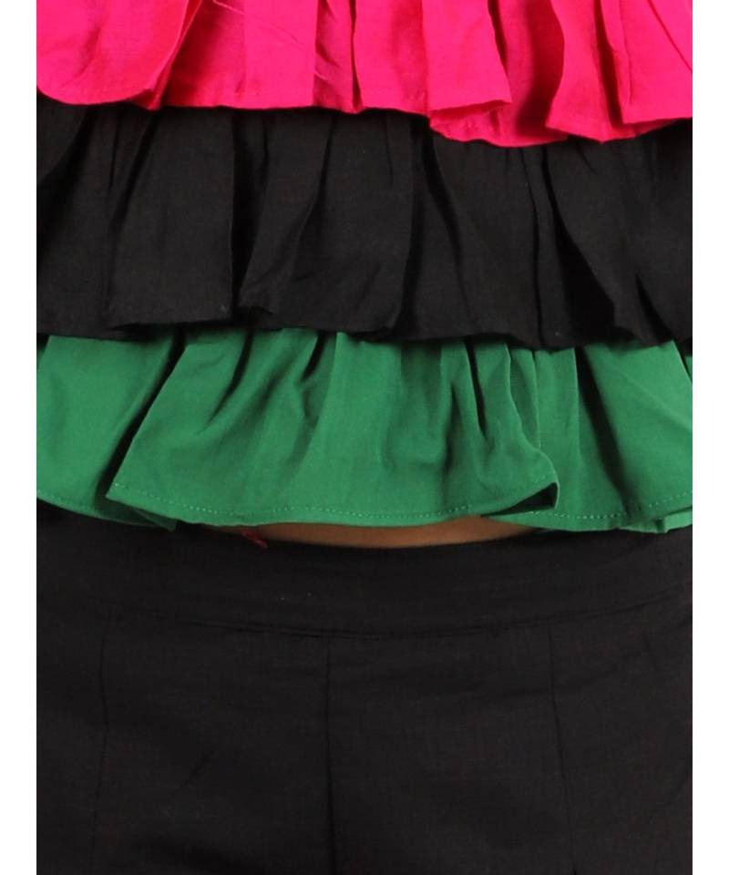 Girls mirrorwork Frilled Peplum and Palazzo Set  Black