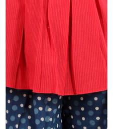 Girls Handloom Top and Printed Palazzo  Red and Indigo