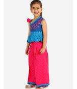 Girls Thread Work And Rhinestone Work Top With Palazzo Blue