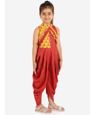 Girls  Printed Jumpsuit  Yellow 1