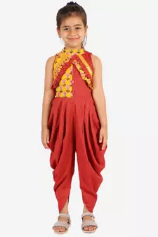 Girls  Printed Jumpsuit  Yellow