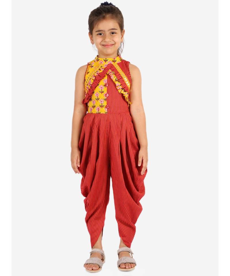 Girls  Printed Jumpsuit  Yellow