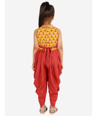 Girls  Printed Jumpsuit  Yellow 4