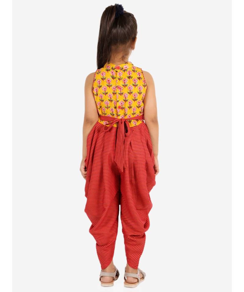 Girls  Printed Jumpsuit  Yellow