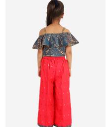girls offshoulder top with bow and palazzo set   Blue