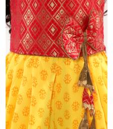 girls brocade top with Dhoti Red