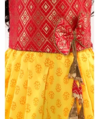 girls brocade top with Dhoti Red 2