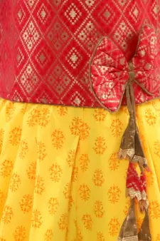 girls brocade top with Dhoti Red