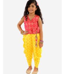 girls brocade top with Dhoti Red