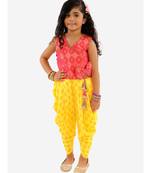 girls brocade top with Dhoti Red