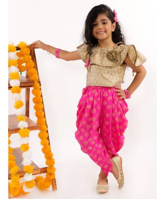 Frill Top With Dhoti Gold 1