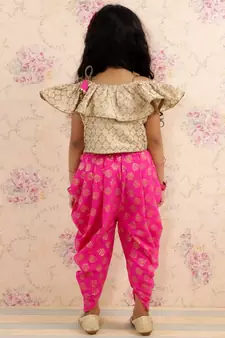Frill Top With Dhoti Gold