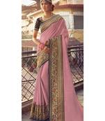 Peach Tasar Silk Designer Havy Saree With Blouse Piece