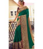 Green Tasar Silk Designer Havy Saree With Blouse Piece