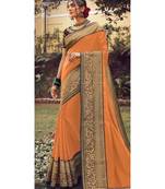 Orange Tasar Silk Designer Havy Saree With Blouse Piece