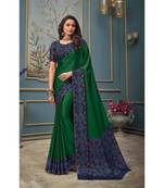 Green Juliet Chiffon Border Work Saree With Blouse Piece
