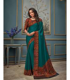Sea green Juliet Chiffon Border Work Saree With Blouse Piece