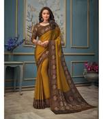 Yellow Juliet Chiffon Border Work Saree With Blouse Piece