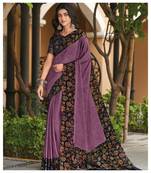 Purple Juliet Chiffon Border Work Saree With Blouse Piece
