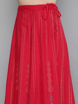 Kvsfab Pink Color rayon Embroidered & sequnis work with gotta patti semi Foil print stitched kurta sets &dupatta 5