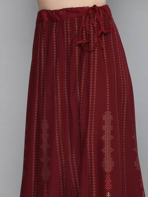 Kvsfab Maroon Color rayon Embroidered & sequnis work with gotta patti Foil print semi stitched kurta sets &dupatta 5