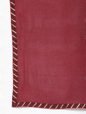Kvsfab Maroon Color rayon Embroidered & sequnis work with gotta patti Foil print semi stitched kurta sets &dupatta 7