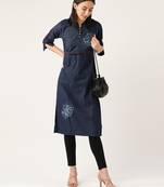 Kvsfab Dark Blue Denim Kurta