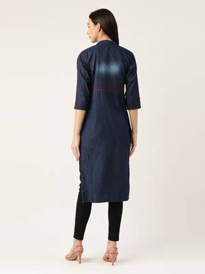Kvsfab Dark Blue Denim Kurta 2