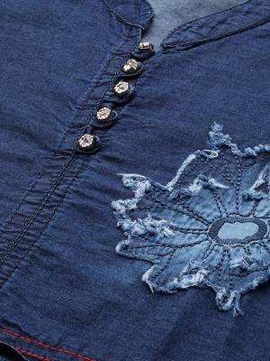 Kvsfab Dark Blue Denim Kurta 4