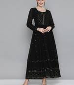 Kvsfab black georgatte Sequins work & Embroidery  KURTI