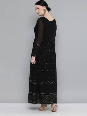 Kvsfab black georgatte Sequins work & Embroidery  KURTI 3