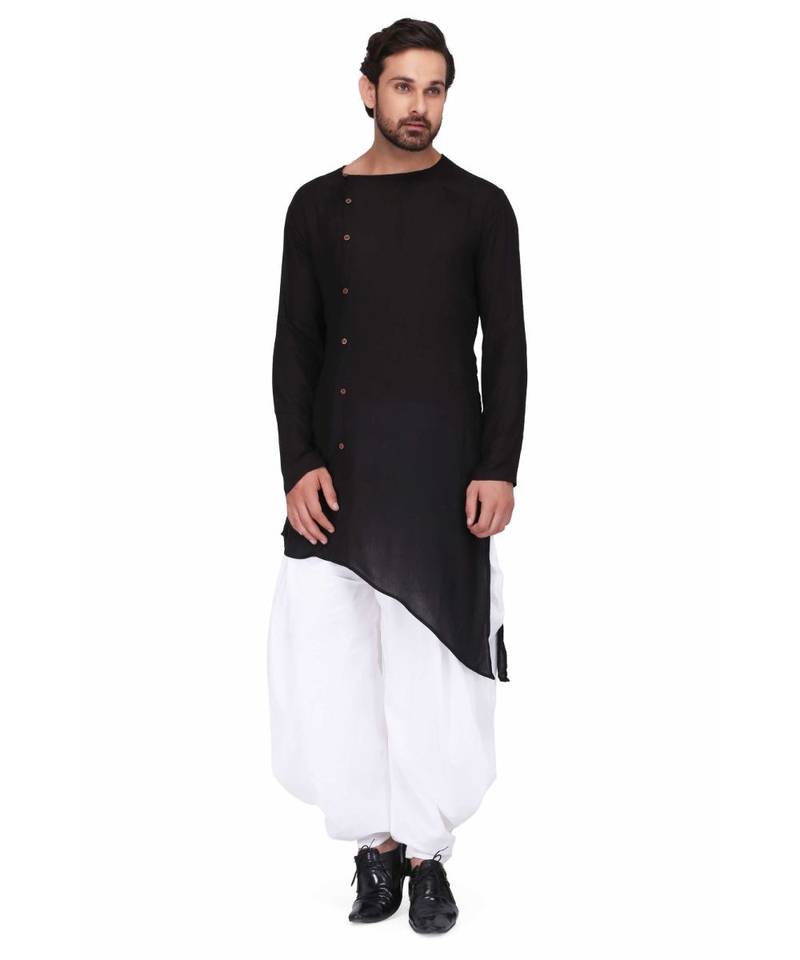 Designer black rayon kurta with with payjama