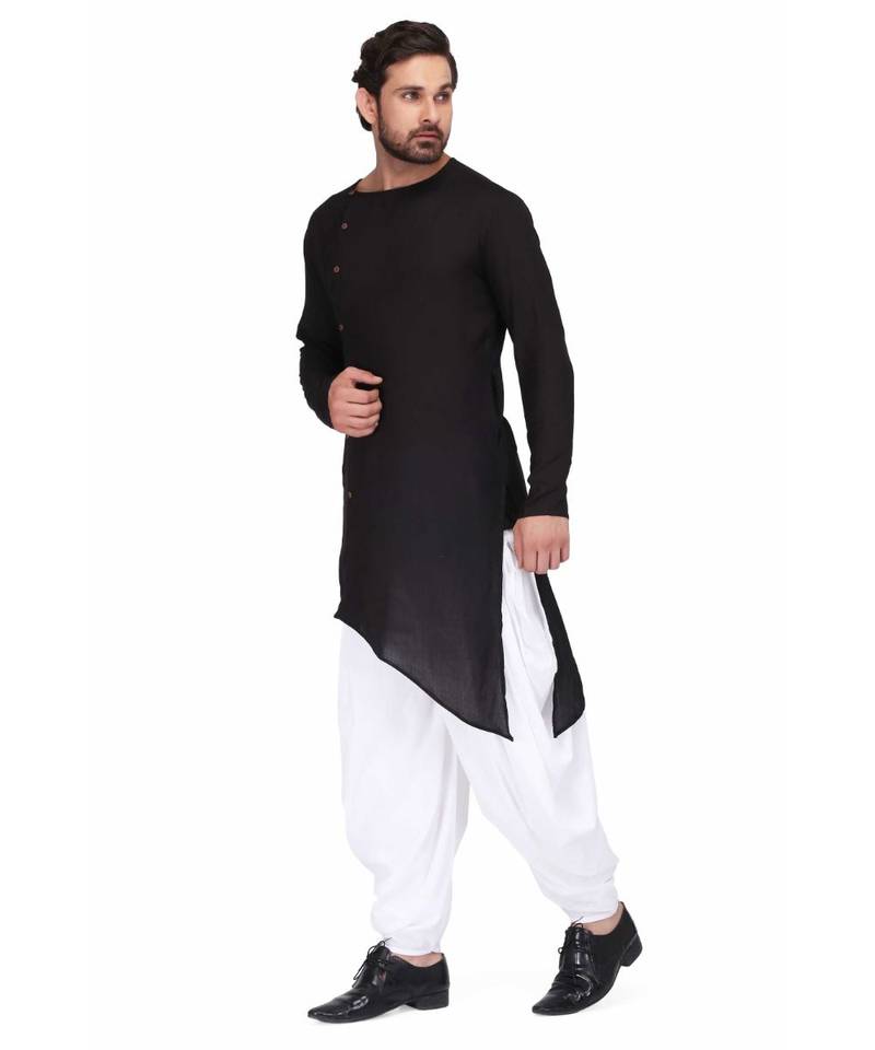 Designer black rayon kurta with with payjama