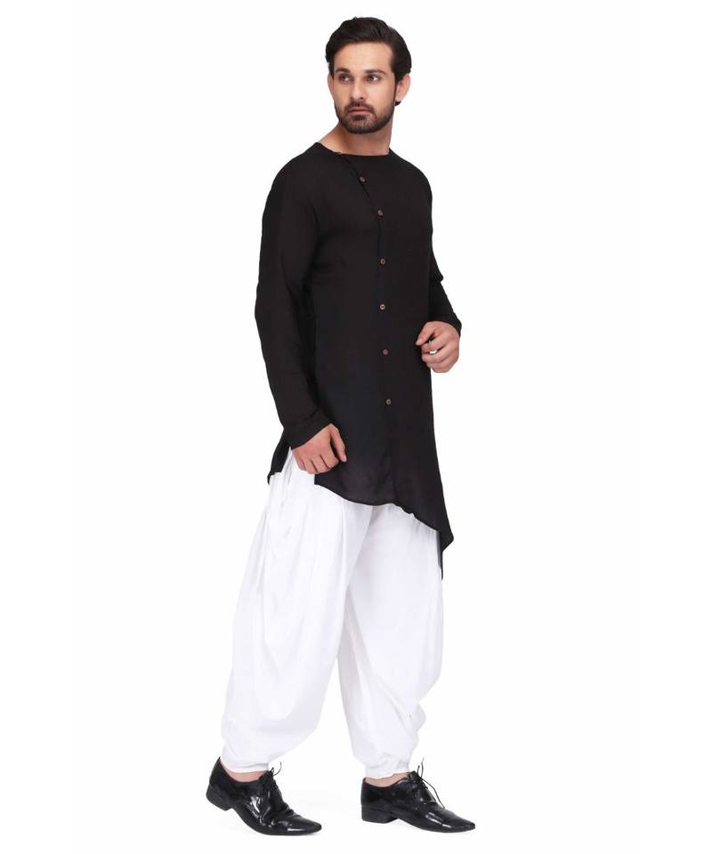 Designer black rayon kurta with with payjama