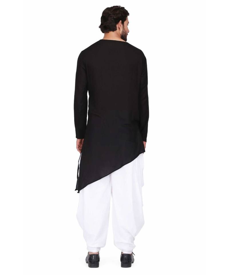 Designer black rayon kurta with with payjama