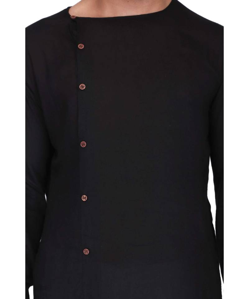 Designer black rayon kurta with with payjama